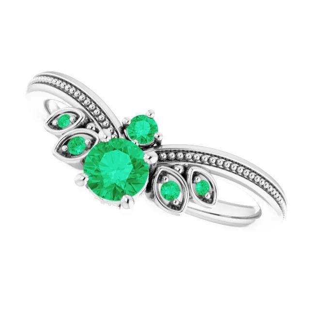 Milgrain verde smeraldo colombiano da 1 carati con anello di gioielli in oro bianco 14 carati Nuovo - harrychadent.it