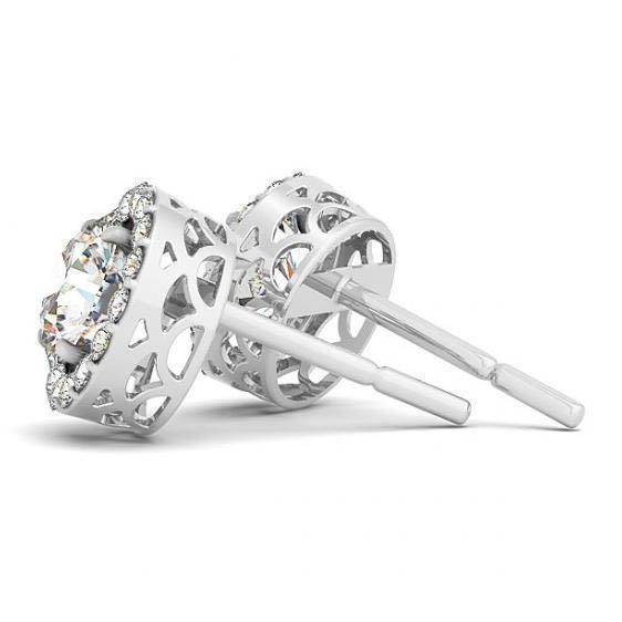 Orecchini Halo in oro bianco 14K con diamanti rotondi da 2.10 carati - harrychadent.it
