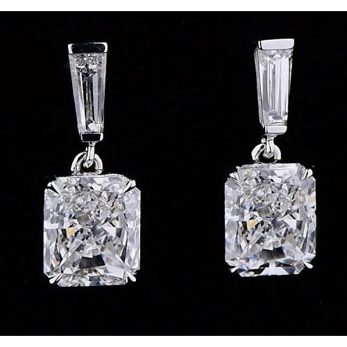Orecchini Pendenti con Diamanti 5 Carati Taglio Radiante Oro Bianco 14K - harrychadent.it