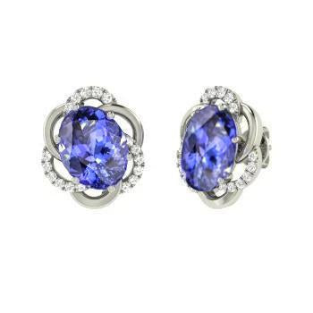 Orecchini Tanzanite 5.50 Carati Con Diamanti Oro Bianco 14K - harrychadent.it