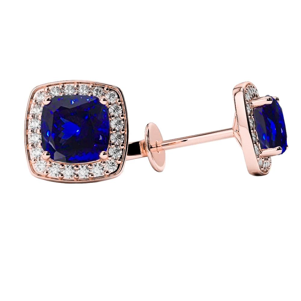 Orecchini Tanzanite Taglio Cuscino Con Diamanti 4.40 Carati 14K - harrychadent.it