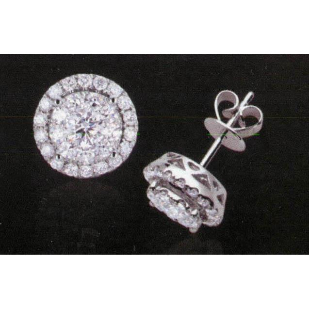 Orecchini a bottone Halo con diamante da 1,40 ct - harrychadent.it