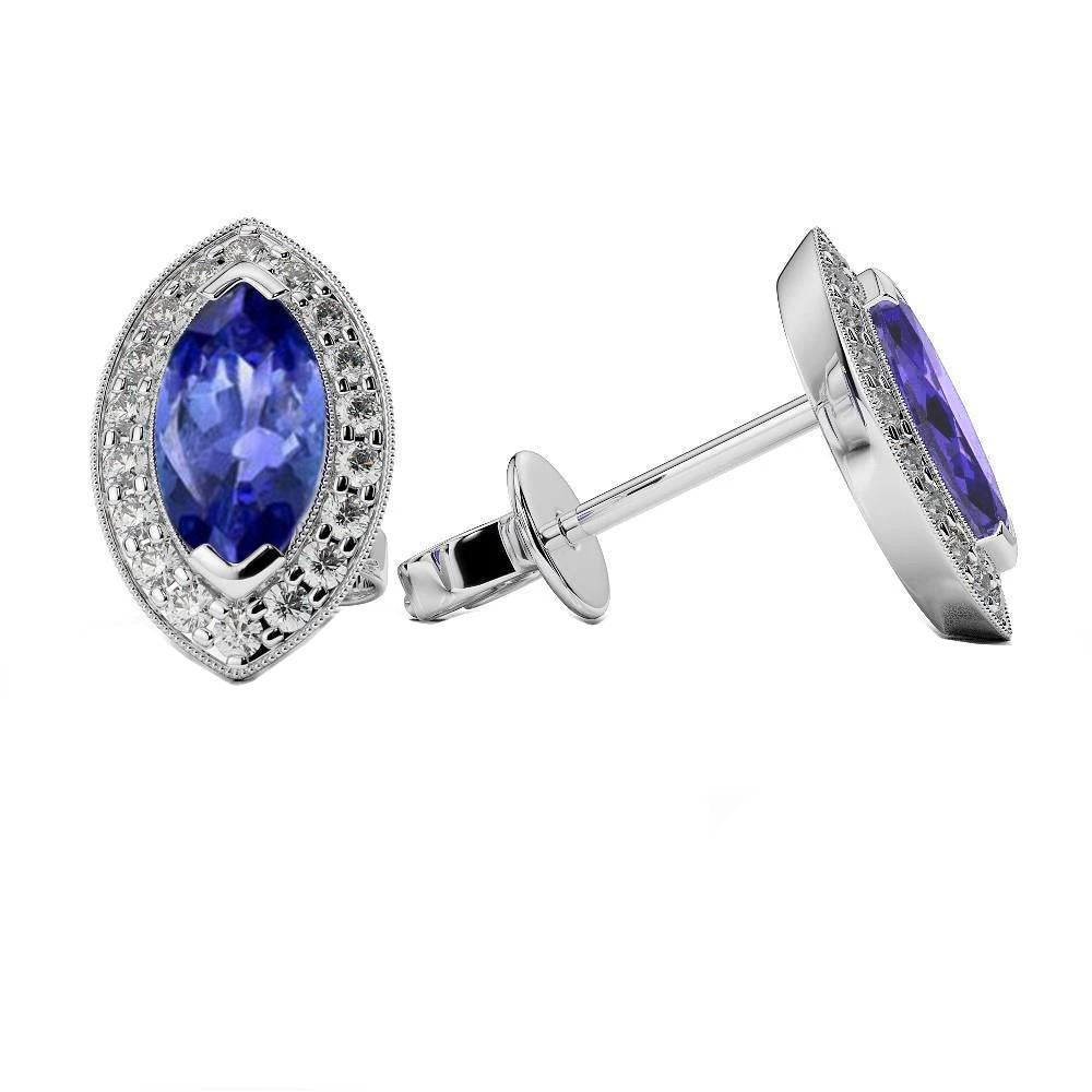 Tanzanite blu da 2,76 carati con orecchini a lobo in oro bianco 14K - harrychadent.it