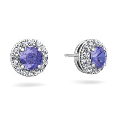 Orecchini a bottone con tanzanite e diamanti bianchi da 3.70 carati - harrychadent.it