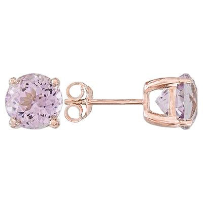 Orecchini a bottone da donna con Kunzite a taglio rotondo da 22 ct. oro rosa 14 carati - harrychadent.it