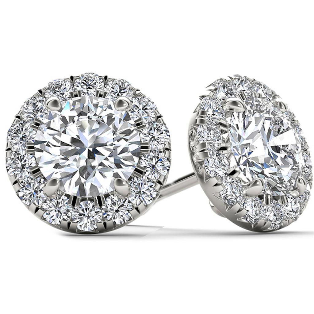 Orecchini a bottone da donna con diamanti a taglio rotondo Halo da 5 ct - harrychadent.it