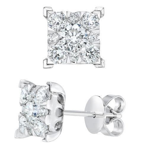 Orecchini a bottone da donna con diamanti rotondi da 4.60 ct. oro bianco 14K - harrychadent.it