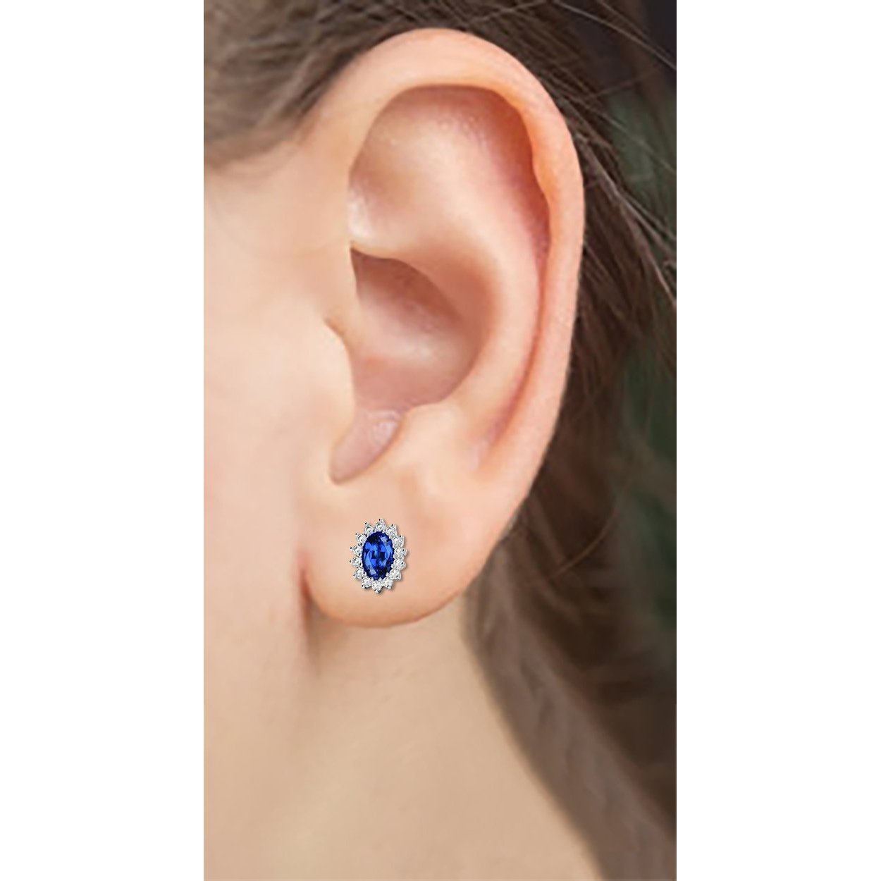 Orecchini a bottone da donna con diamanti zaffiri blu Sri Lanka da 4.30 ct - harrychadent.it
