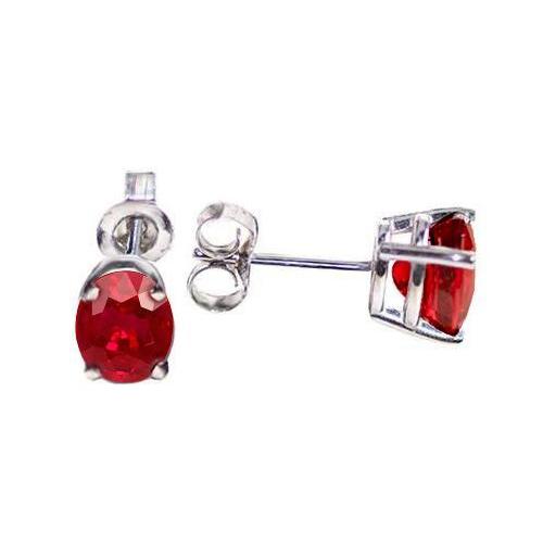 Orecchini a bottone da donna con rubini rossi da 5.50 carati taglio ovale in oro bianco 14K - harrychadent.it