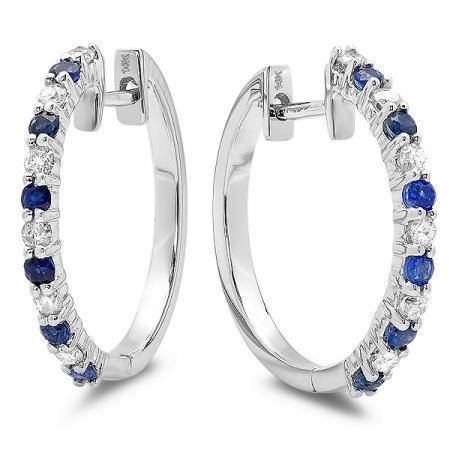 Orecchini a cerchio con zaffiro di Ceylon da 3,60 ct e diamanti - harrychadent.it