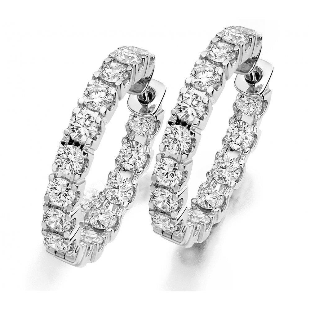 Orecchini a cerchio da donna con diamanti scintillanti da 5.70 carati in oro bianco 14 carati - harrychadent.it