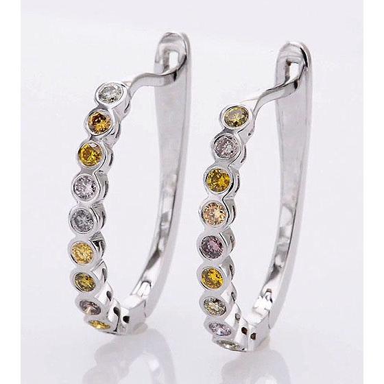 Orecchini a cerchio rotondi con diamanti 2 carati con zaffiri in oro bianco 14K - harrychadent.it