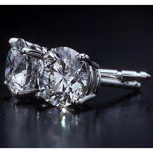Orecchini a lobo 4 carati con diamanti a taglio rotondo gioielli in oro bianco 14K - harrychadent.it
