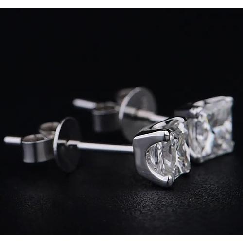 Orecchini a lobo con diamanti principessa 1.50 carati in oro bianco 14K - harrychadent.it