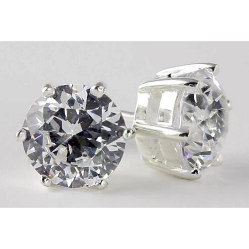 Orecchini a lobo con diamanti rotondi 3 carati in oro bianco 14K - harrychadent.it