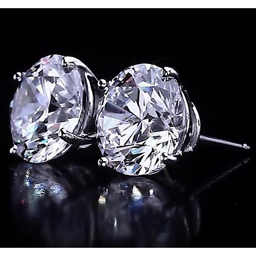 Orecchini a lobo con diamanti rotondi 4.50 carati in oro bianco 14K F Vs1 - harrychadent.it