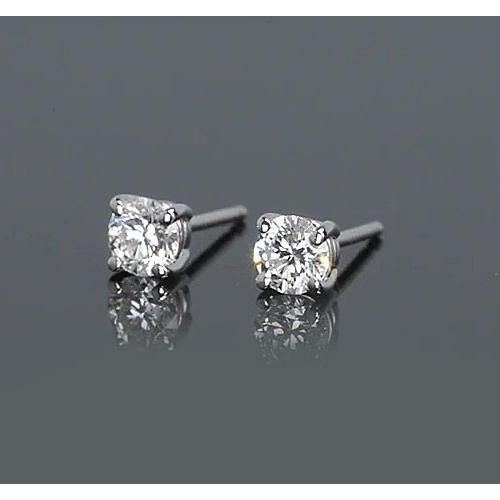 Orecchini a lobo con diamanti rotondi a quattro punte da 1 carato in oro bianco 14K - harrychadent.it