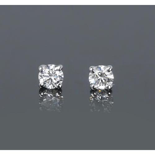 Orecchini A Borchia 2ct Simil Diamanti Rotondi In Oro Bianco 14K - Chiusura A Vite