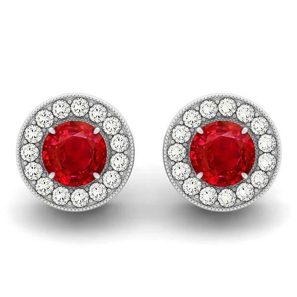 Orecchini a lobo con rubini a taglio rotondo da 5.50 carati e diamanti - harrychadent.it