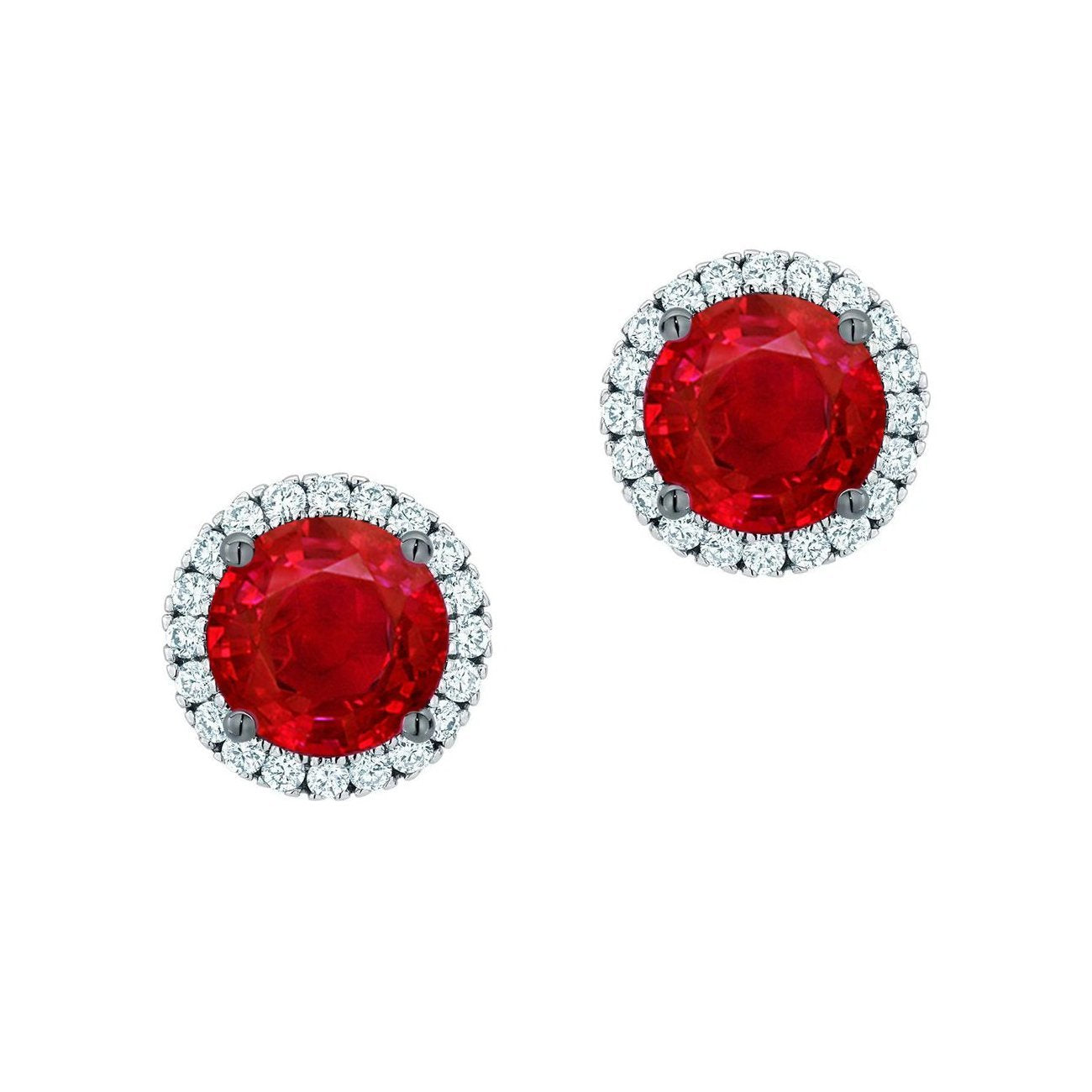 Orecchini a lobo con rubini tondi e diamanti da 8 carati in oro bianco 14K - harrychadent.it