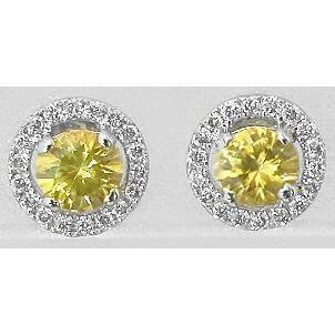 Orecchini a lobo con zaffiri gialli 3 carati oro bianco 14K - harrychadent.it