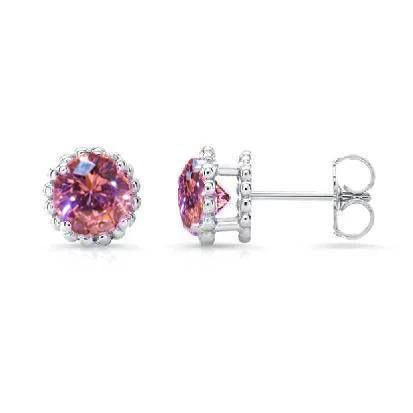 Orecchini a lobo con zaffiro rosa taglio rotondo 4.50 carati oro bianco 14K - harrychadent.it