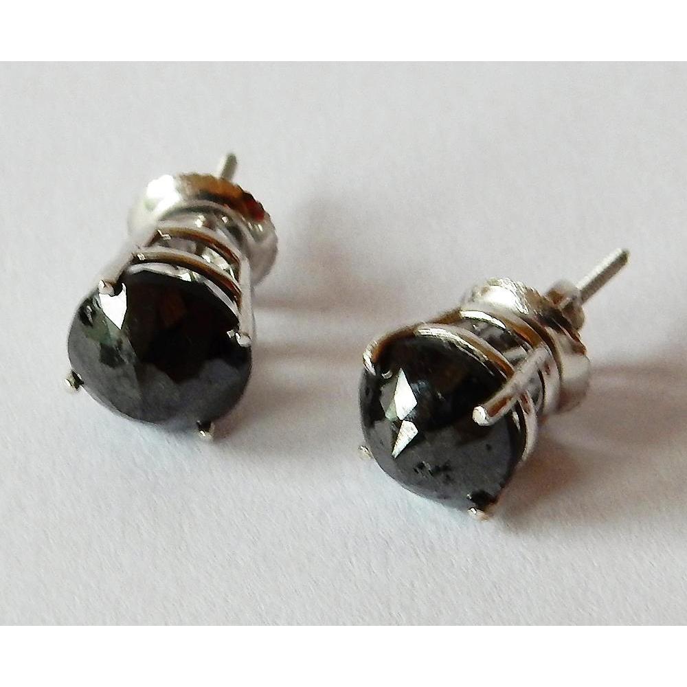 Orecchini a lobo 5 carati con cuscino e diamanti neri, bella finitura in oro bianco - harrychadent.it