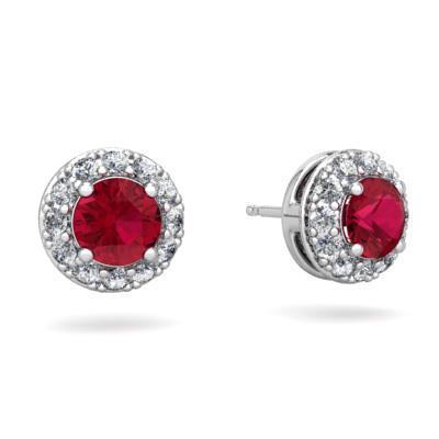 Orecchini a lobo da donna con rubini rossi e diamanti da 3.80 carati 14K bianchi - harrychadent.it