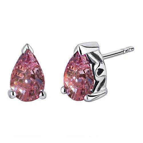 Orecchini da donna con zaffiro rosa taglio a pera 4.50 carati oro bianco 14K - harrychadent.it