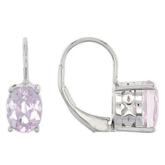 Orecchini donna gioielli Kunzite taglio ovale oro bianco 26 carati 14K - harrychadent.it