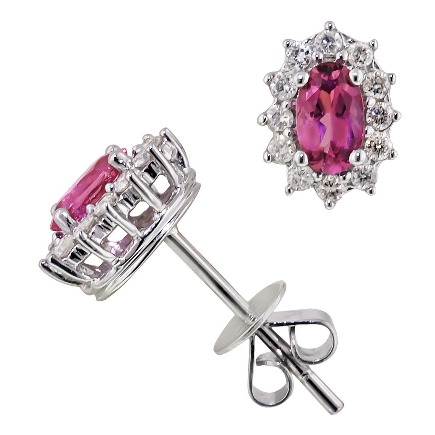 Orecchini in oro bianco 14K . con tormalina rosa e diamanti da 10.40 carati - harrychadent.it