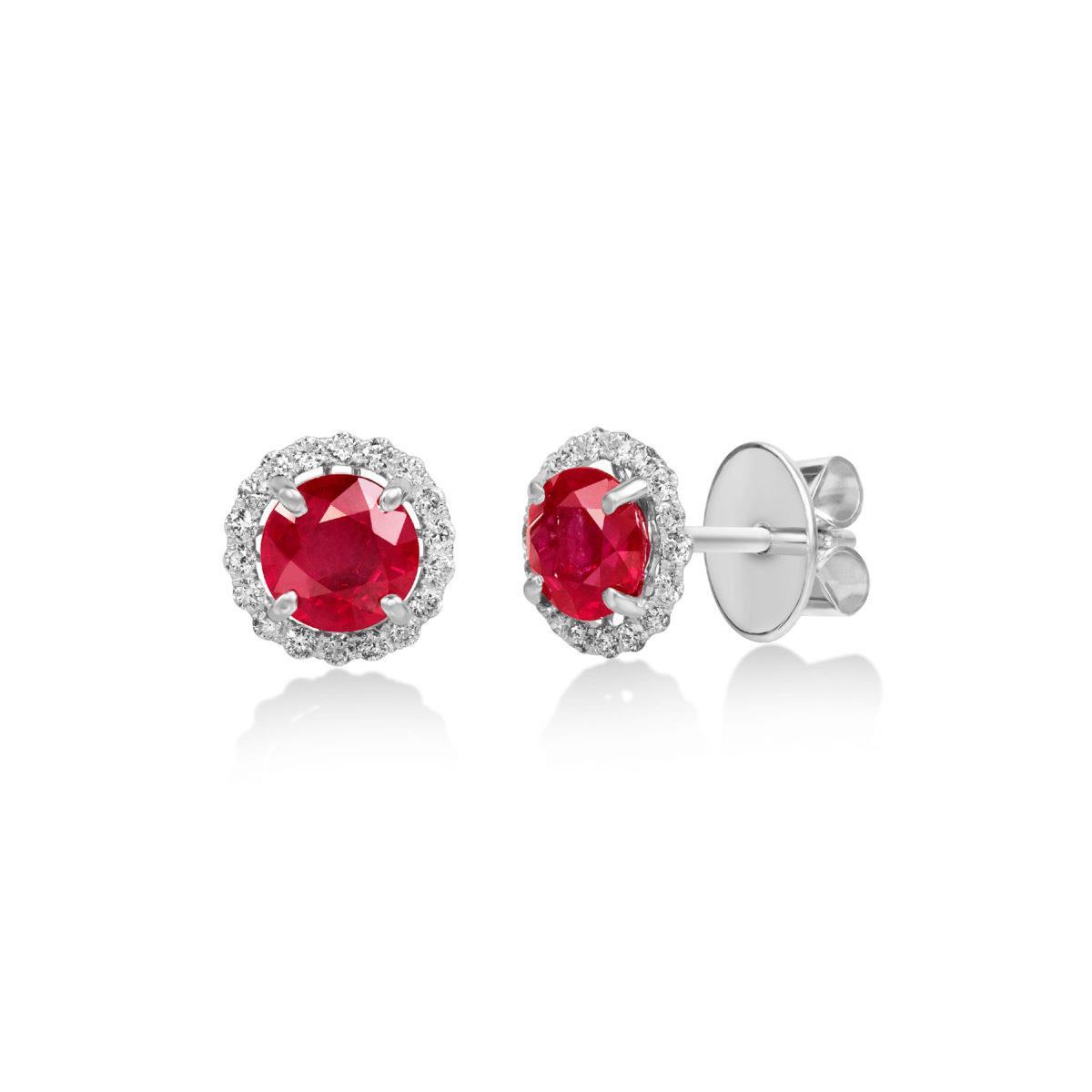 Orecchini in oro bianco 14 carati con rubini e diamanti taglio brillante da 4.36 ct - harrychadent.it