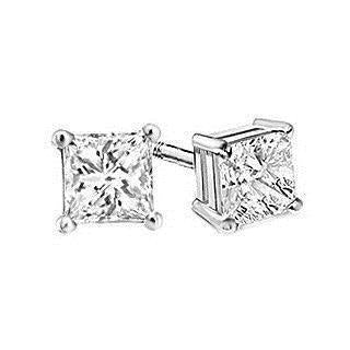Orecchini in oro bianco a 4 punte con diamante solitario da principessa 14K - harrychadent.it