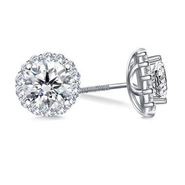 Orecchini in oro bianco con diamante rotondo Halo da 1.30 carati Novità - harrychadent.it