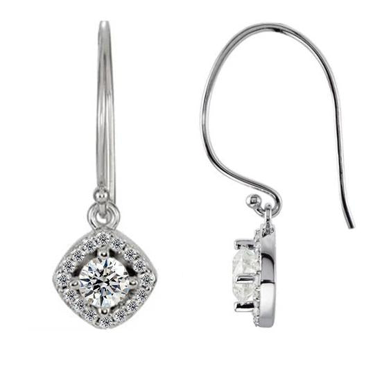 Orecchini pendenti con diamanti in stile Halo 1.60 carati in oro bianco 14K - harrychadent.it