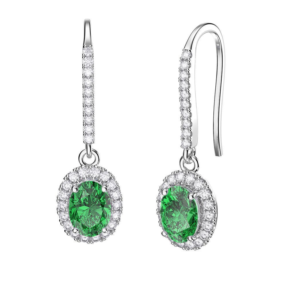 Orecchini pendenti da donna con smeraldo verde 6.50 carati in oro bianco 14K - harrychadent.it