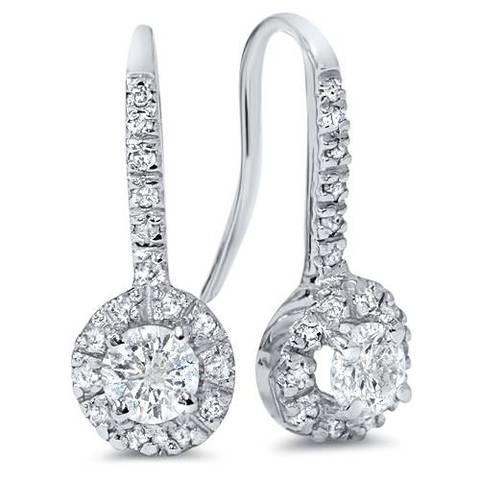Orecchini pendenti da donna in oro bianco con diamanti taglio rotondo 3.40 carati - harrychadent.it