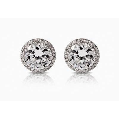 Orecchino Halo in oro bianco con diamante rotondo 2.80 carati - harrychadent.it