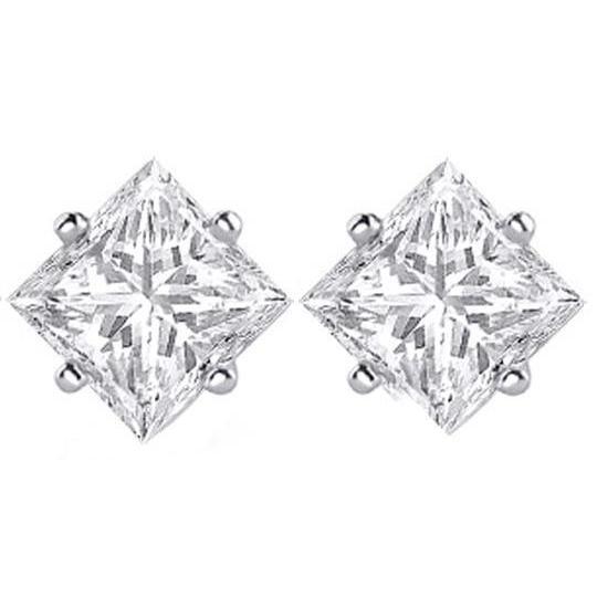 Orecchino a bottone F Vs1 con diamante taglio principessa, 2 Carati - harrychadent.it