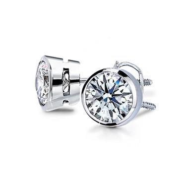 Orecchino a bottone con diamante con castone rotondo 1 carato - harrychadent.it