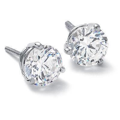 Orecchino a bottone da donna con diamanti, oro bianco 1,60 ct 14K - harrychadent.it