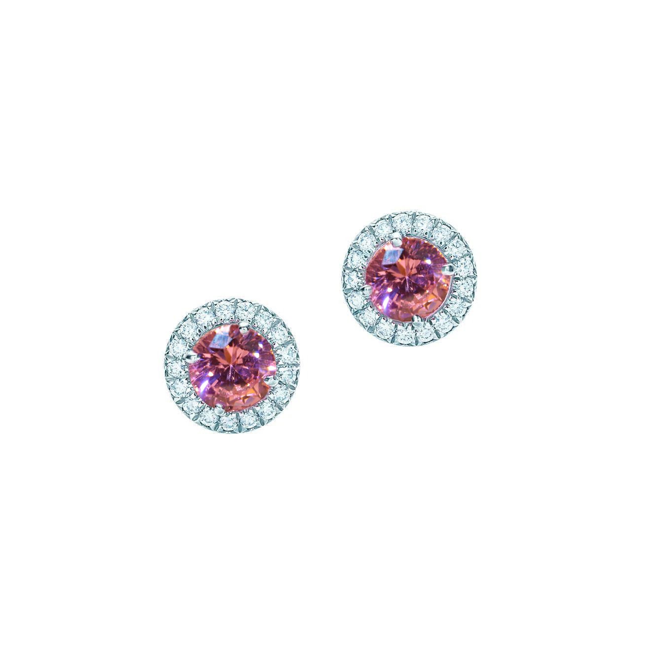 Orecchino a bottone da donna con zaffiro rosa e diamanti da 4.50 ct Novità - harrychadent.it