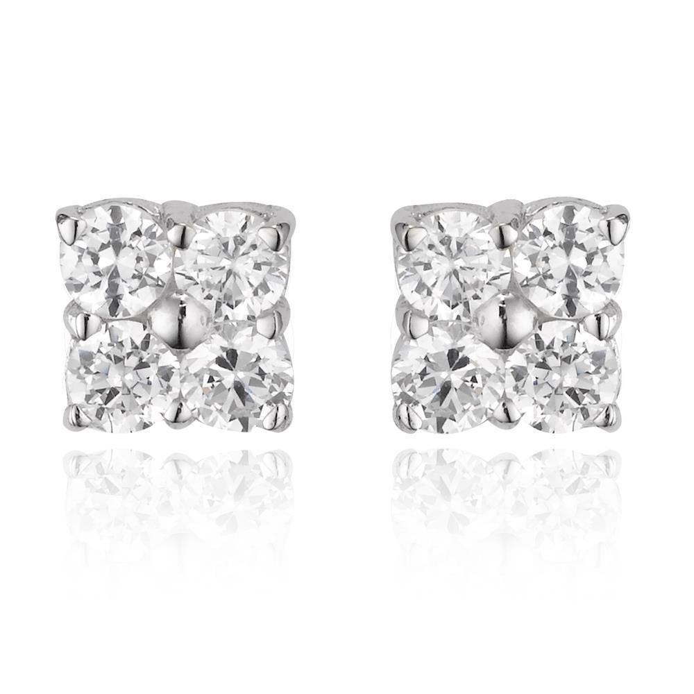 Orecchino a bottone da donna in oro bianco 14 carati con diamante taglio rotondo 4 ct - harrychadent.it
