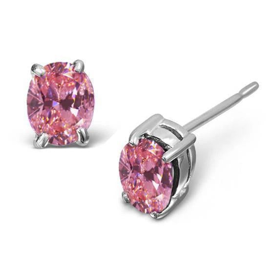 Orecchino a bottone in oro bianco 14 carati con zaffiro rosa taglio rotondo da 2 ct - harrychadent.it