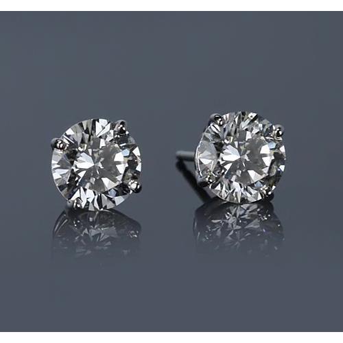 Orecchino a bottone in oro bianco 14K con diamante rotondo G Si1 2 carati - harrychadent.it