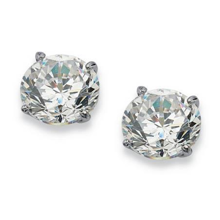 Orecchini A Perno Con Diamanti Simulati 4 Ct Taglio Tondo - Placcati Oro Bianco 14k