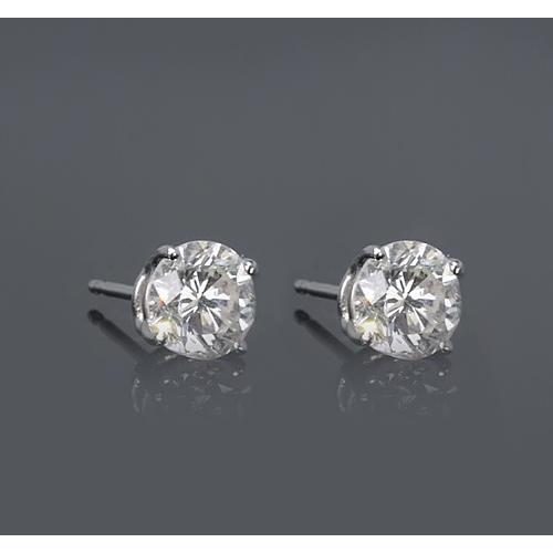 Orecchino a bottone rotondo con diamante a quattro punte 1.50 carati - harrychadent.it