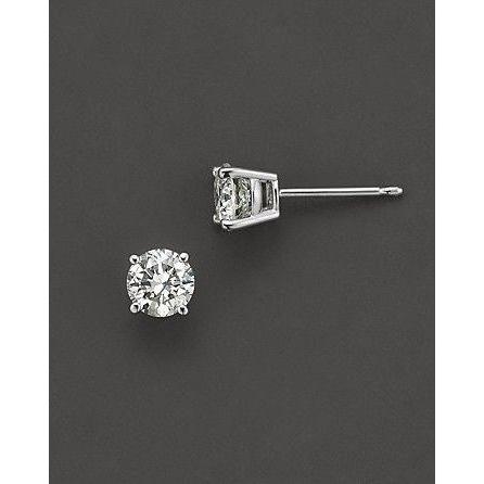 Orecchino a bottone rotondo da 1 carato con diamante rotondo 14K Oro bianco - harrychadent.it