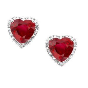 Orecchino a forma di cuore con rubino e diamante in oro bianco 14 carati 3.56 carati - harrychadent.it