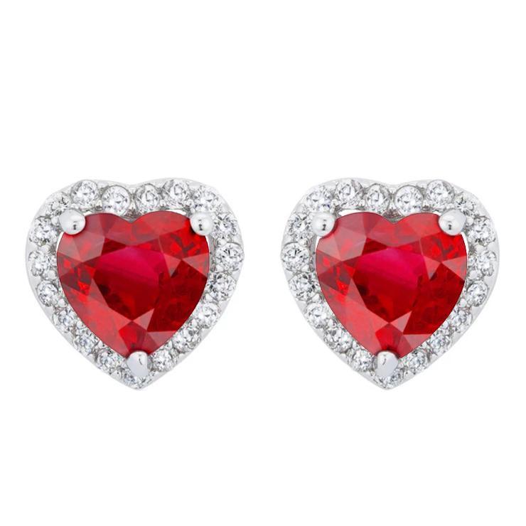 Orecchino a lobo con diamante a forma di cuore di 3 carati in oro bianco 14K - harrychadent.it